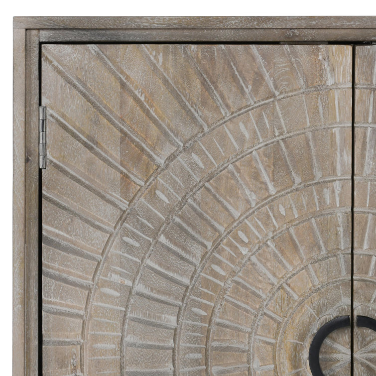 Viva 65'' Rustic Oak Hand-Carved Mango Wood Sideboard