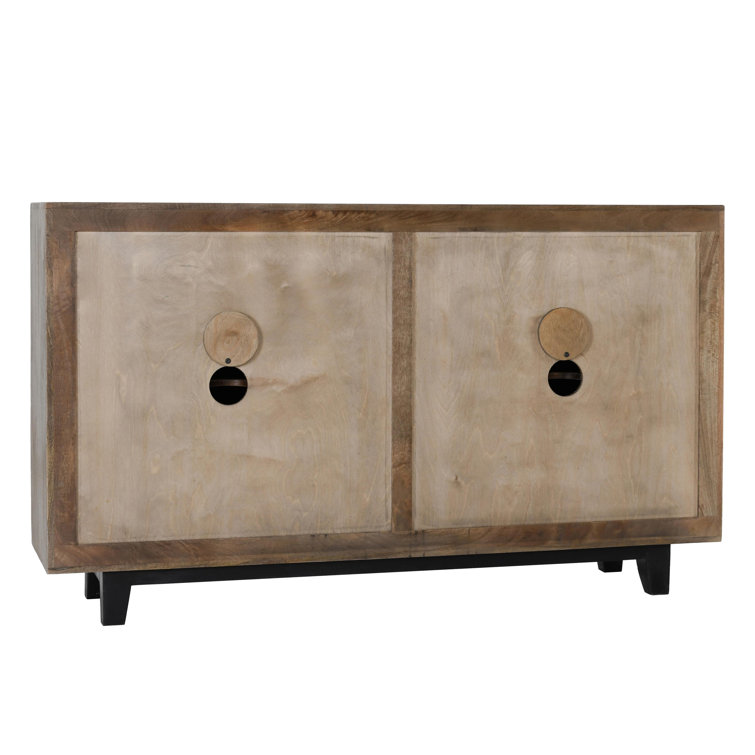 Viva 65'' Rustic Oak Hand-Carved Mango Wood Sideboard