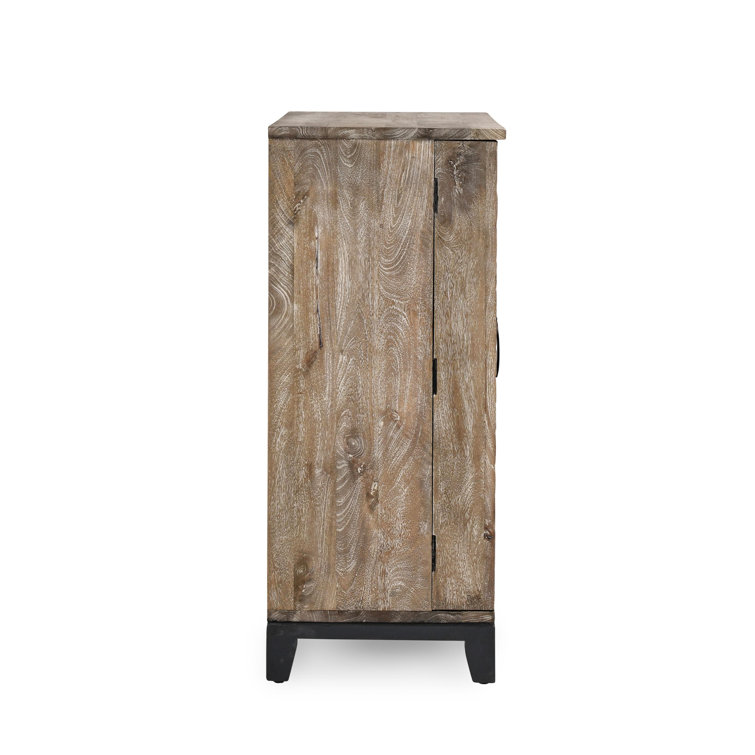 Vivienne Beige and Brown Mango Wood Bar Cabinet