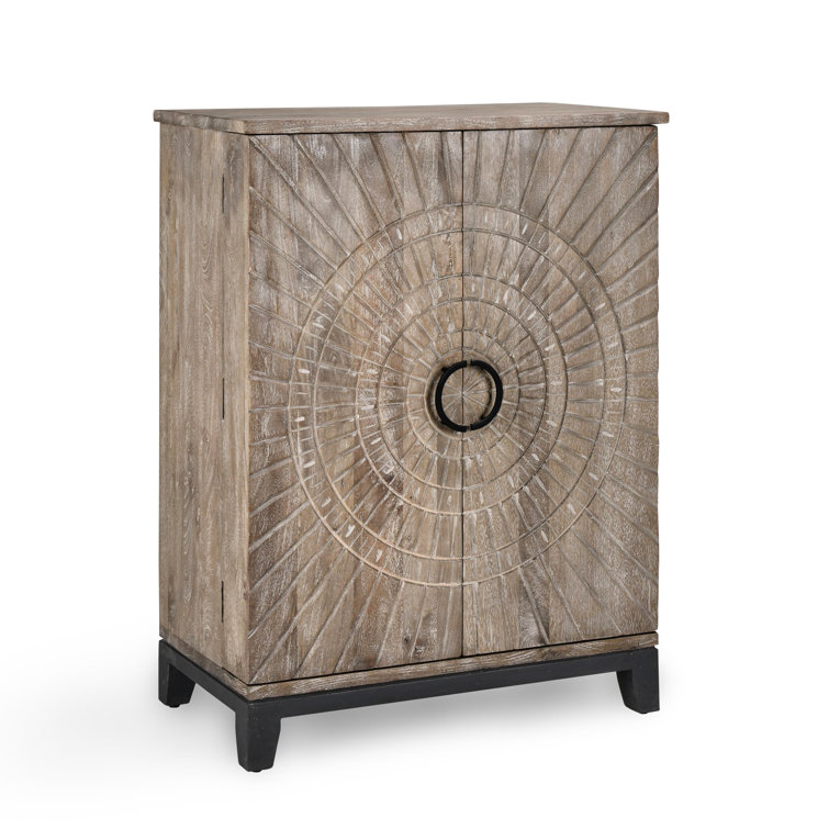 Vivienne Beige and Brown Mango Wood Bar Cabinet