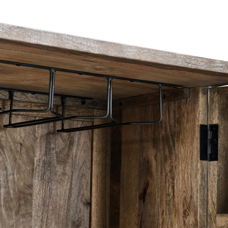 Vivienne Beige and Brown Mango Wood Bar Cabinet