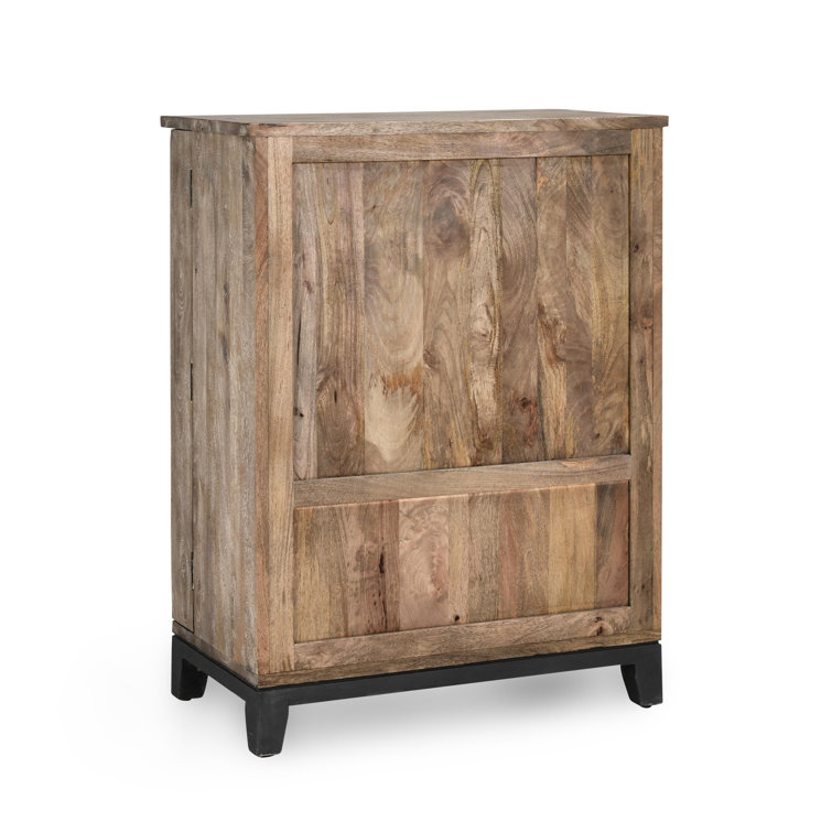 Vivienne Beige and Brown Mango Wood Bar Cabinet