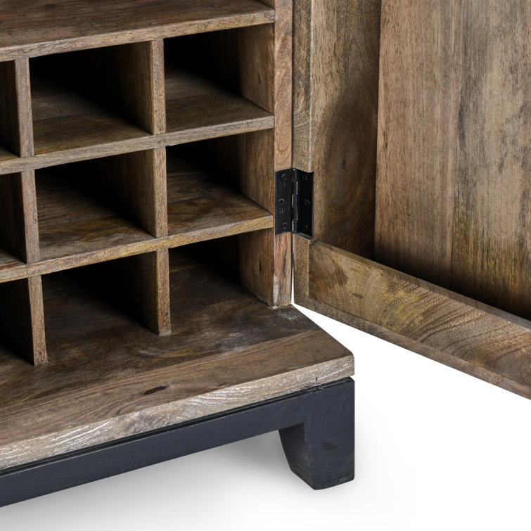 Vivienne Beige and Brown Mango Wood Bar Cabinet