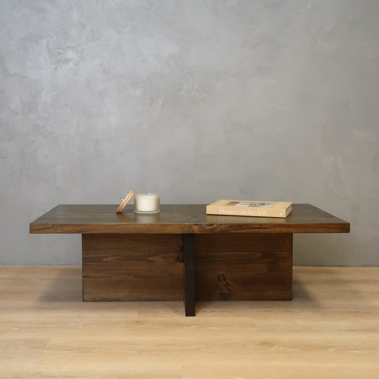 Jacobean Solid Wood Rectangular Coffee Table with Cross Base
