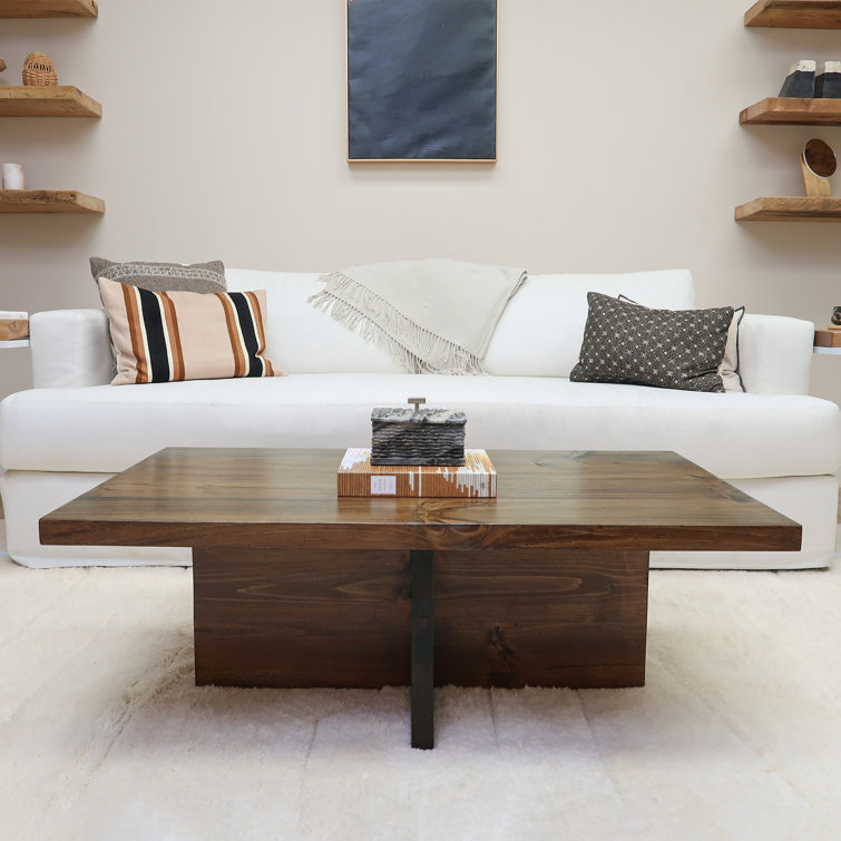 Jacobean Solid Wood Rectangular Coffee Table with Cross Base