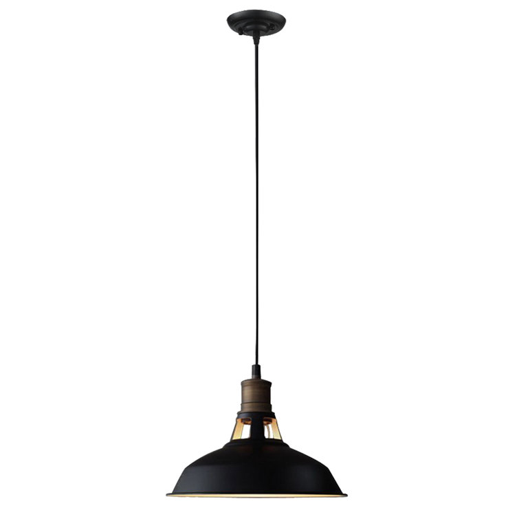 Matte Black and White Industrial Barn Pendant Light