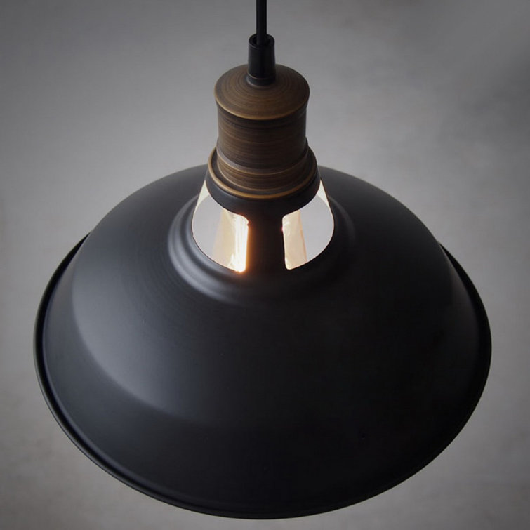 Matte Black and White Industrial Barn Pendant Light