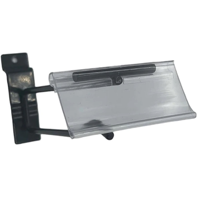Black Metal Slatwall Hooks with Clear Label Holder, Set of 25