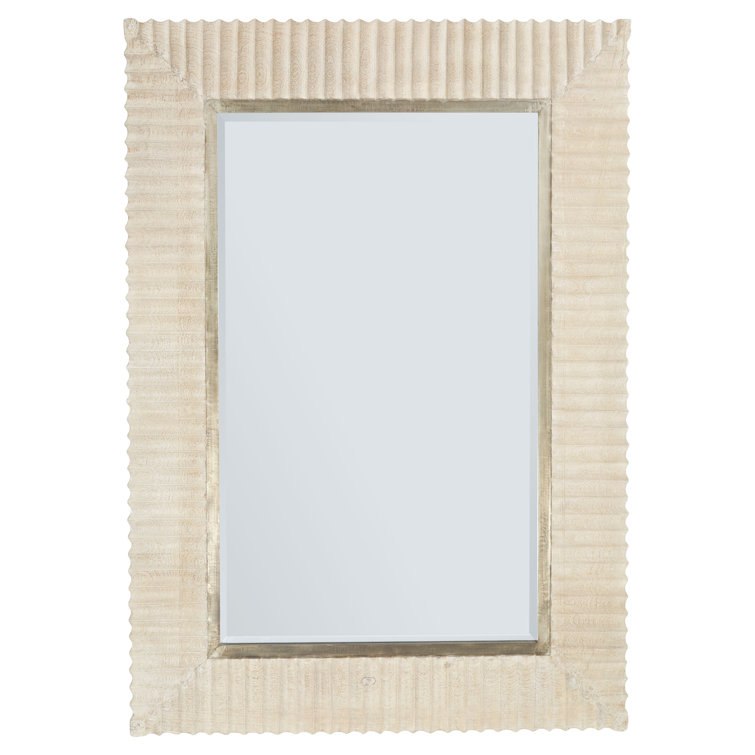 Cerused White Mango Wood Rectangular Mirror, 54" x 38"