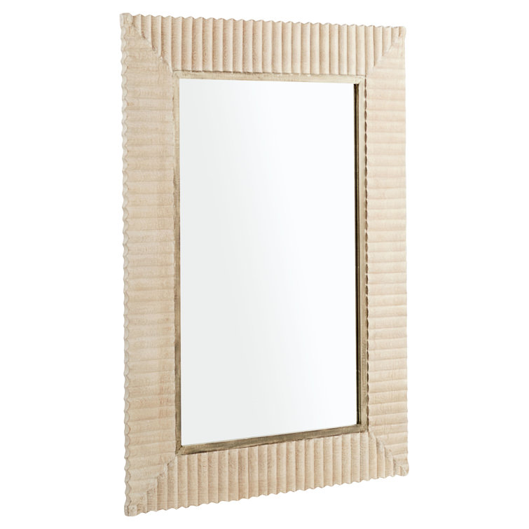 Cerused White Mango Wood Rectangular Mirror, 54" x 38"