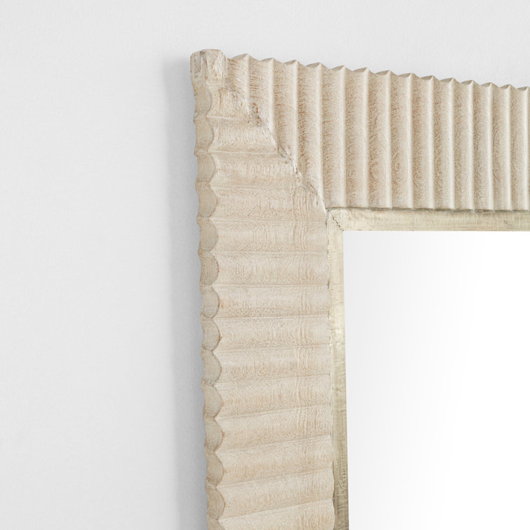 Cerused White Mango Wood Rectangular Mirror, 54" x 38"