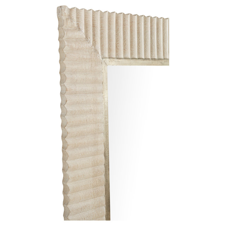Cerused White Mango Wood Rectangular Mirror, 54" x 38"