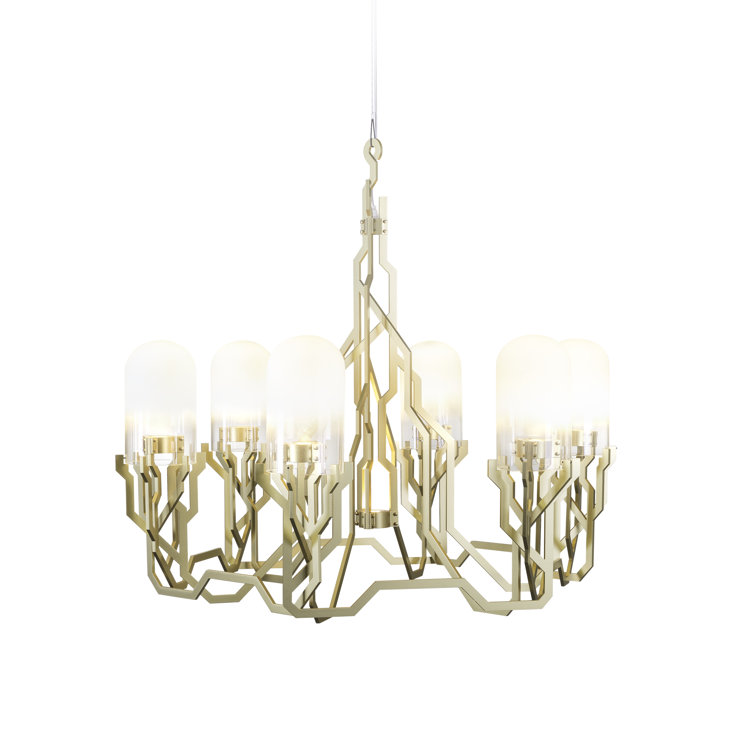 Brass Finish Modern Plant-Inspired Chandelier with 157.5-Inch Cable