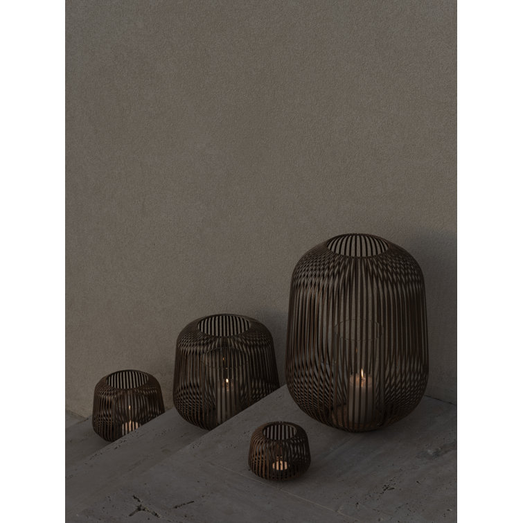 Medium Black Powder-Coated Steel Tabletop Lantern