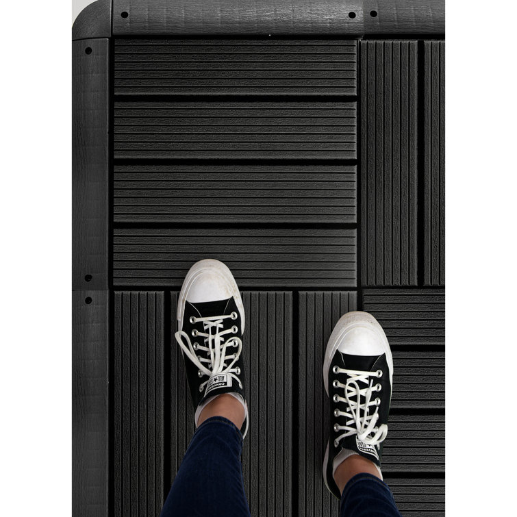 Dark Gray Plastic Interlocking Deck Tile Edge Strips