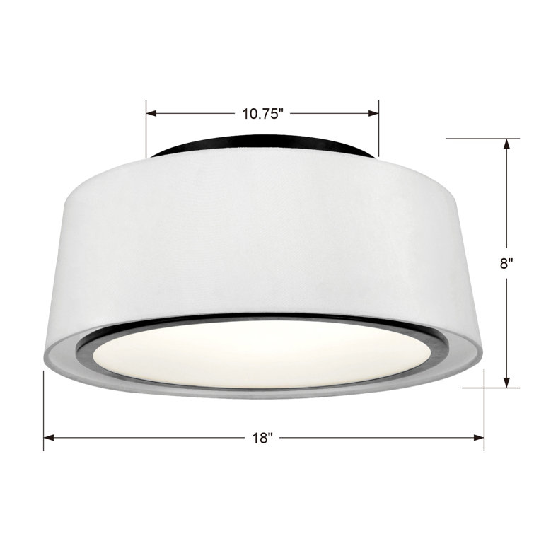 18'' Black and White Silk Drum Semi-Flush Mount Light