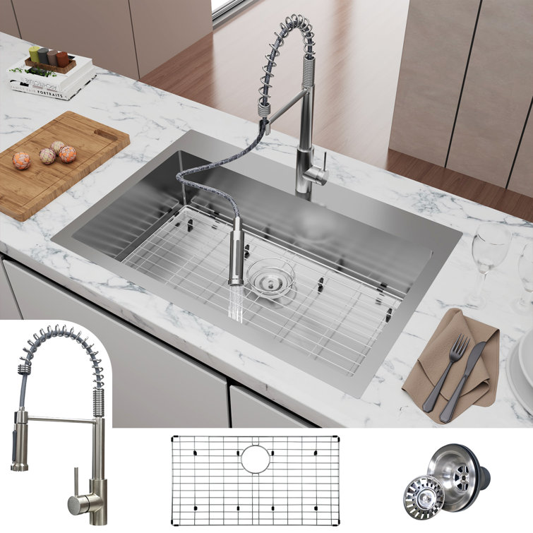 33'' Stainless Steel Drop-In Single Bowl Kitchen Sink