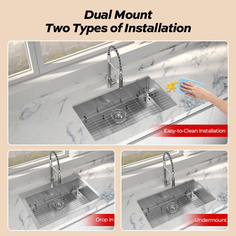 33'' Stainless Steel Drop-In Single Bowl Kitchen Sink