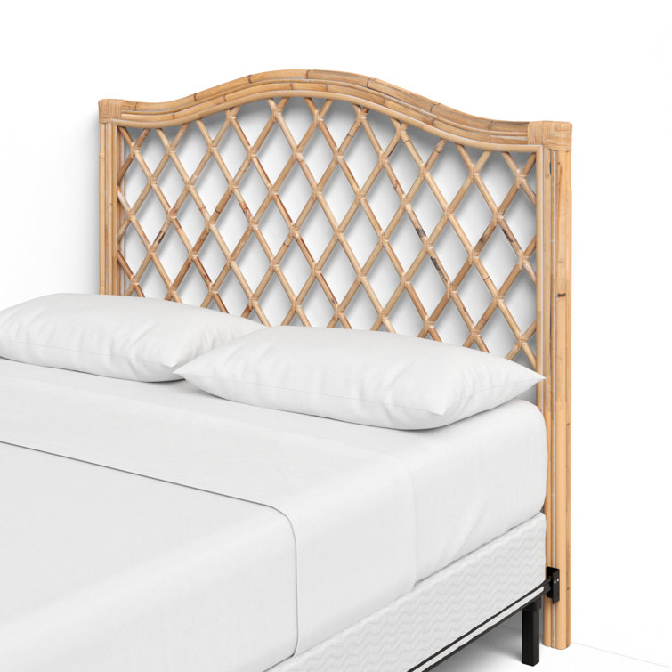 Transitional Full-Size Wicker Headboard in Rich Beige Tones