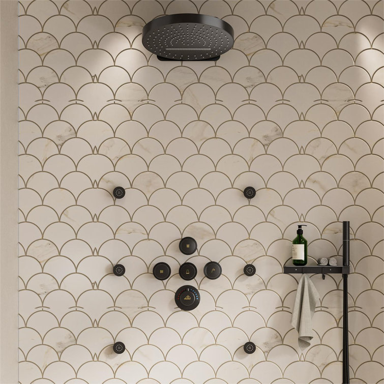 Nickel Dual Head Wall Mounted Shower System with Body Jets