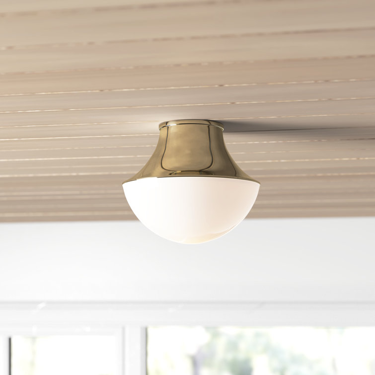 Alistair Curved Metal and Glass Flush Mount in Aged Brass