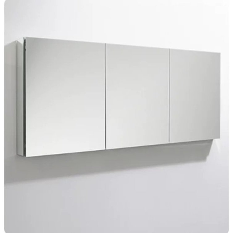 Modern 59" Wide Frameless Rectangular Bathroom Medicine Cabinet with Mirrored Finish