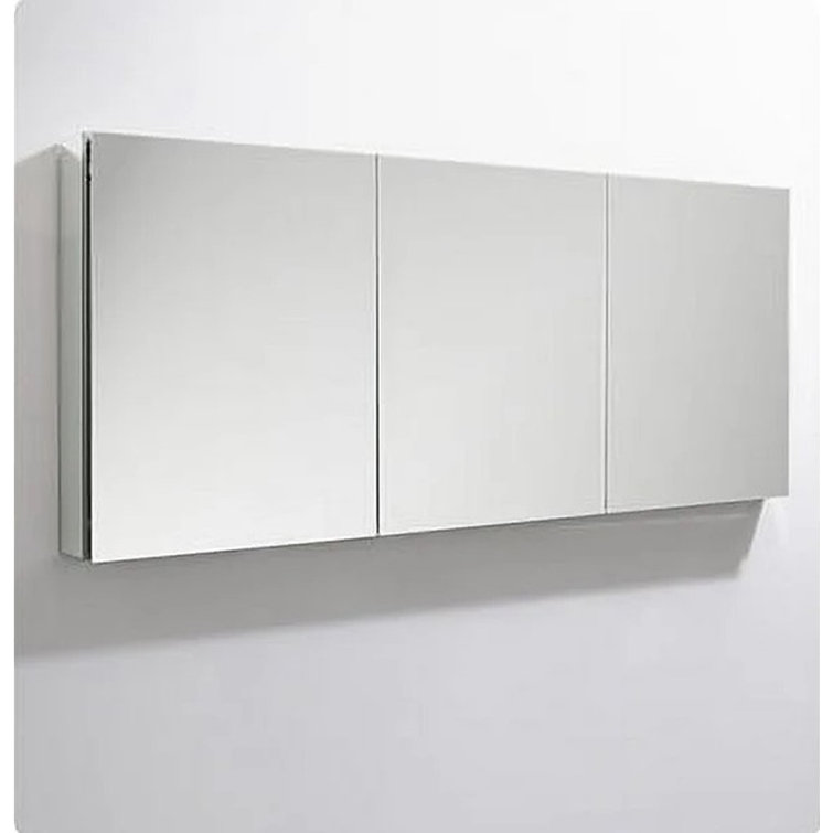 Modern 59" Wide Frameless Rectangular Bathroom Medicine Cabinet with Mirrored Finish