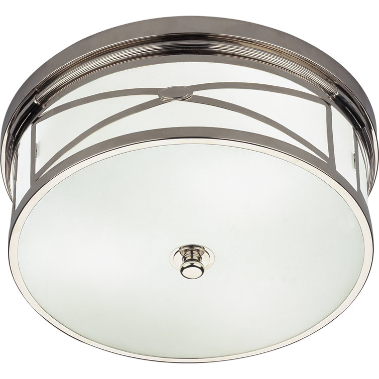 Elegant Drum Glass & Polished Nickel Flush Mount Light