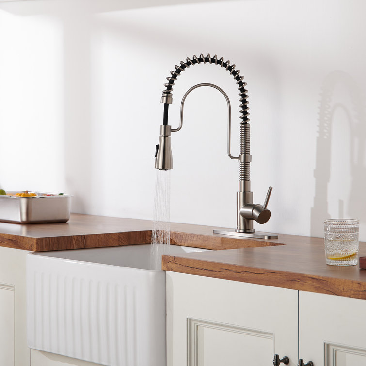 Brushed Nickel Single Handle Pull Down Kitchen Faucet with Spray