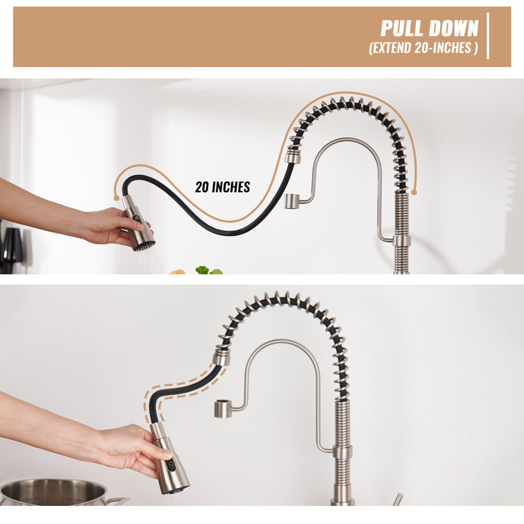 Brushed Nickel Single Handle Pull Down Kitchen Faucet with Spray