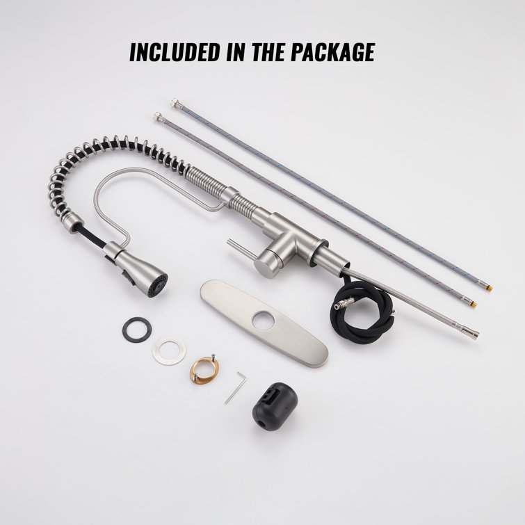 Brushed Nickel Single Handle Pull Down Kitchen Faucet with Spray