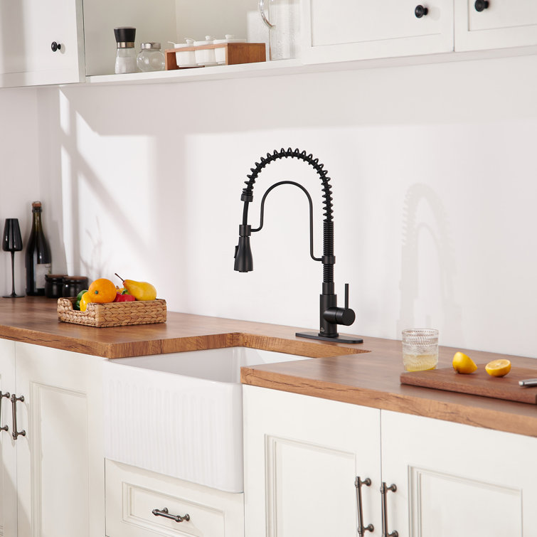 Matte Black Stainless Steel Pull-Down Kitchen Faucet with Spray