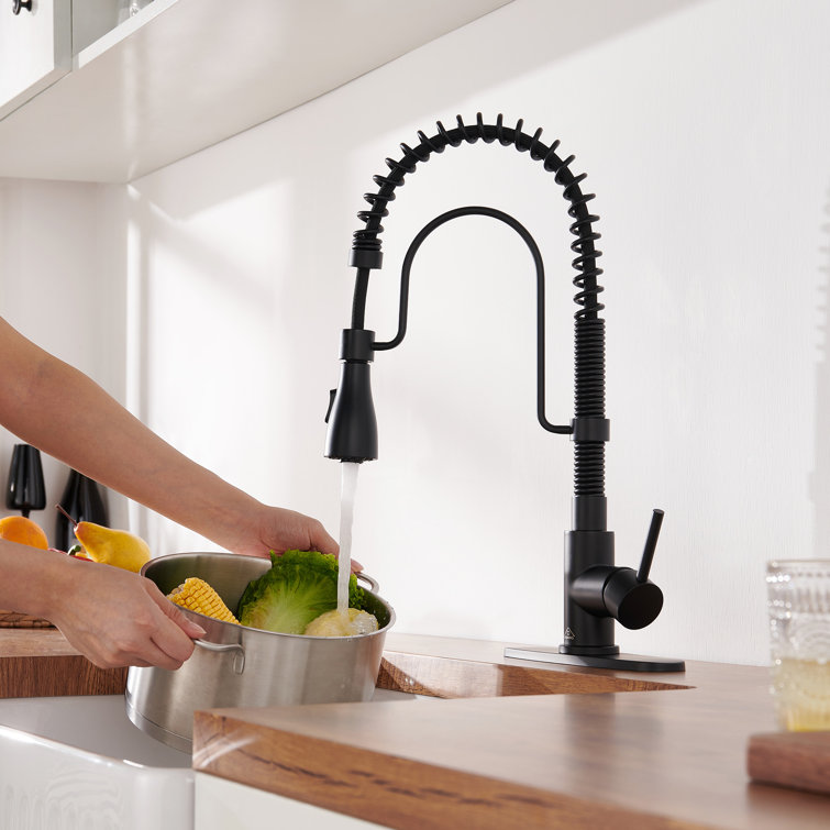 Matte Black Stainless Steel Pull-Down Kitchen Faucet with Spray