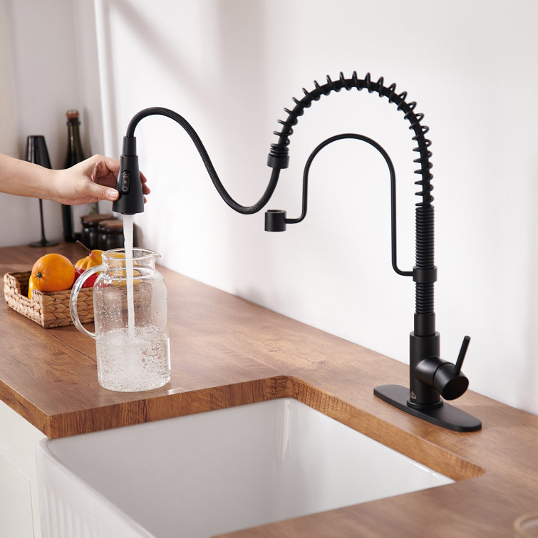 Matte Black Stainless Steel Pull-Down Kitchen Faucet with Spray