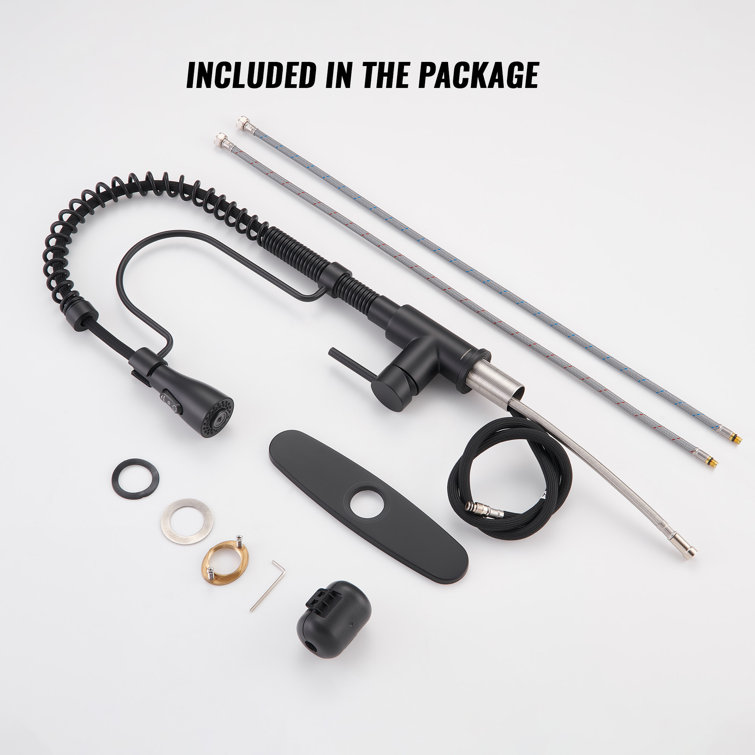 Matte Black Stainless Steel Pull-Down Kitchen Faucet with Spray