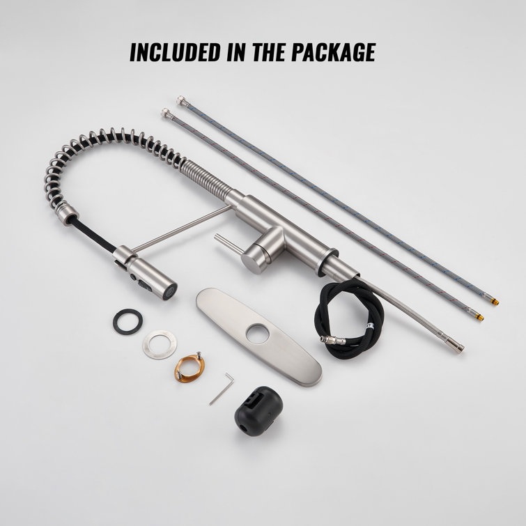Brushed Nickel Pull Down Kitchen Faucet with Deck Plate