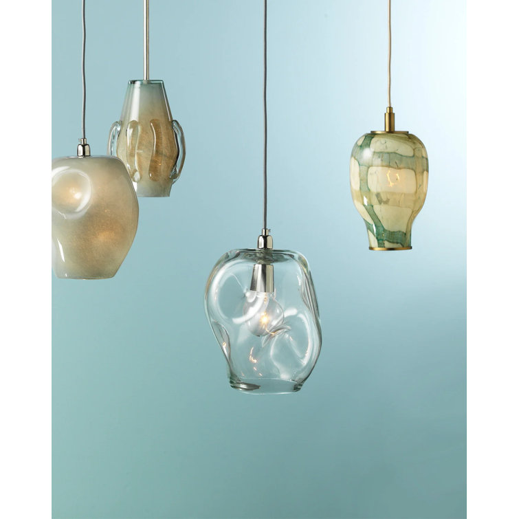 Clear Glass Nickel 1-Light Pendant with Adjustable Cord