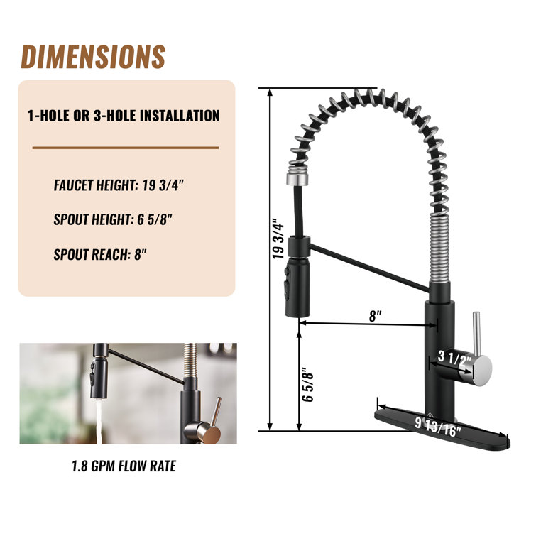 Matte Black and Brushed Nickel Pull Down Kitchen Faucet