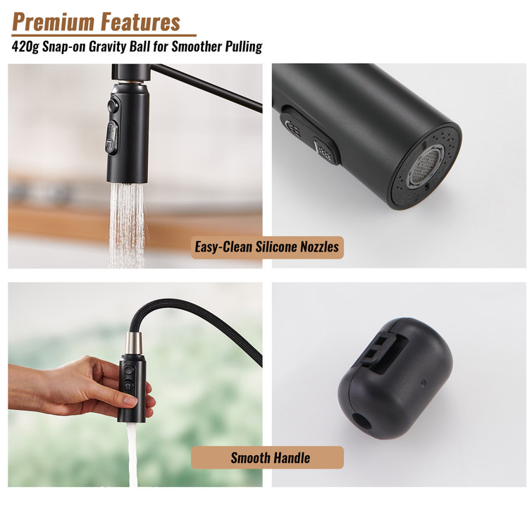 Matte Black and Brushed Nickel Pull Down Kitchen Faucet