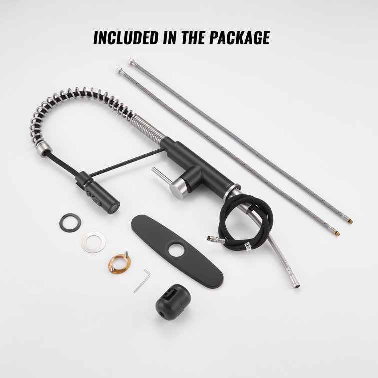 Matte Black and Brushed Nickel Pull Down Kitchen Faucet