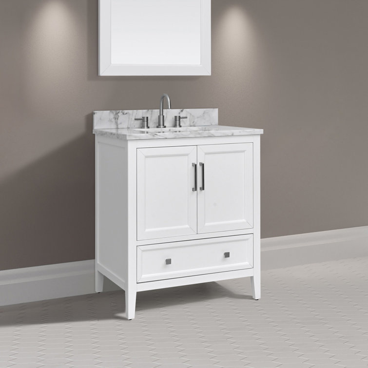 Everette 30'' White Solid Wood Single Bathroom Vanity