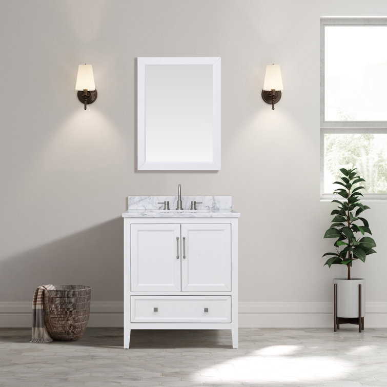Everette 30'' White Solid Wood Single Bathroom Vanity