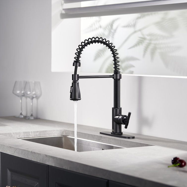 Matte Black Stainless Steel Pull Down Kitchen Faucet with Spray