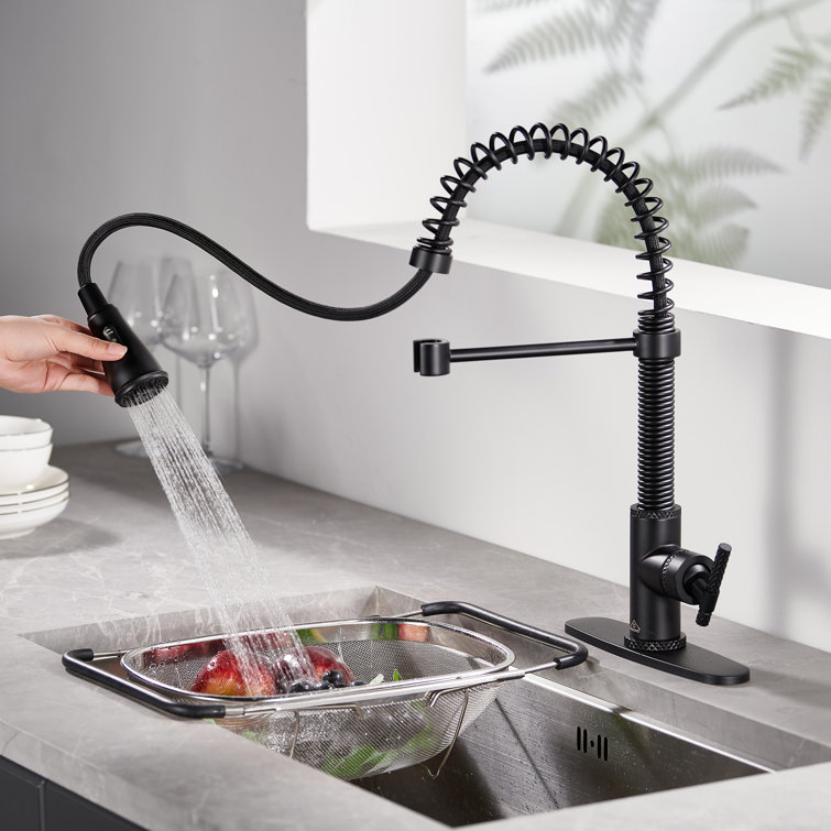 Matte Black Stainless Steel Pull Down Kitchen Faucet with Spray