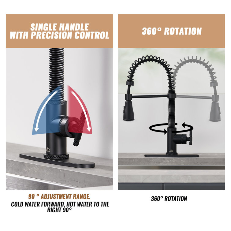 Matte Black Stainless Steel Pull Down Kitchen Faucet with Spray