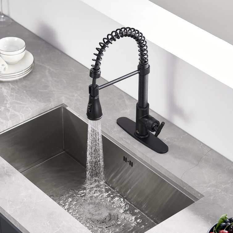 Matte Black Stainless Steel Pull Down Kitchen Faucet with Spray