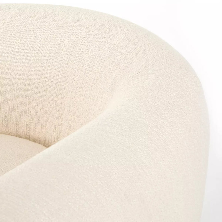 Lyla Modern Barrel Chair in Distressed Natural with Ivory Polyester Blend