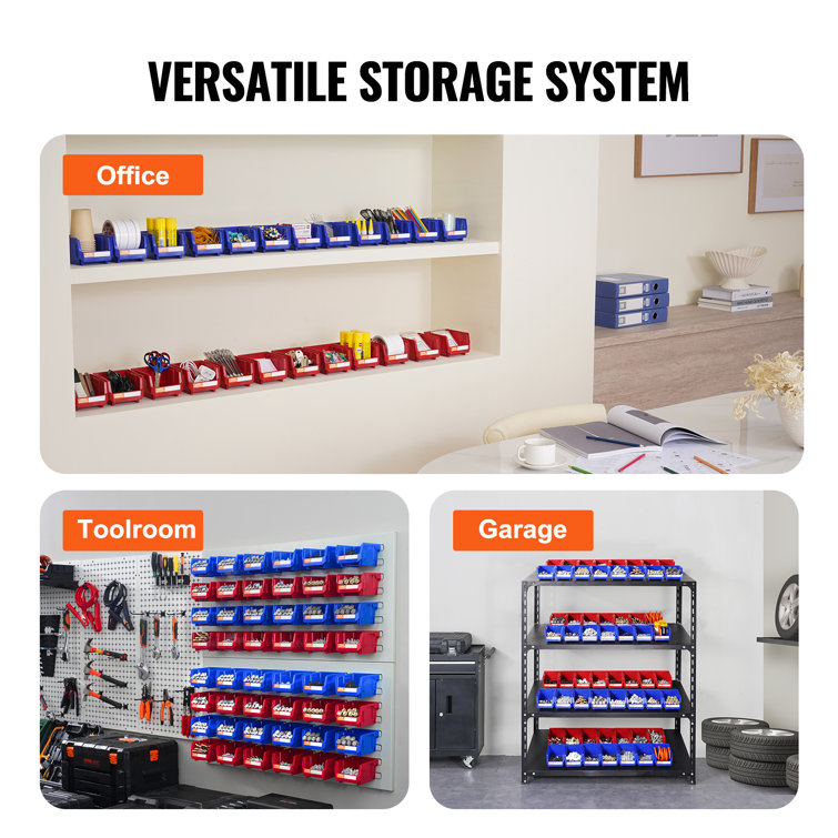 VEVOR Blue and Red Stackable Plastic Storage Bins 24-Pack