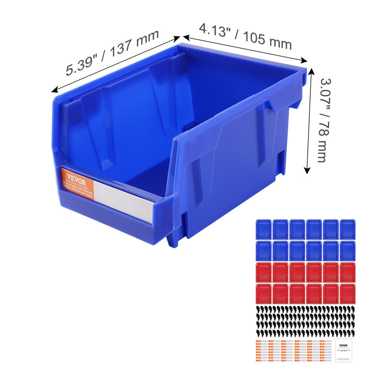 VEVOR Blue and Red Stackable Plastic Storage Bins 24-Pack