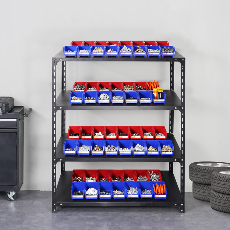 VEVOR Blue and Red Stackable Plastic Storage Bins 24-Pack